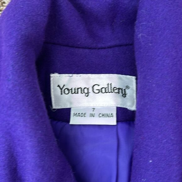 Vintage 90s Young Gallery Royal Purple Girls Long Dress Peacoat 7 - Picture 3 of 13
